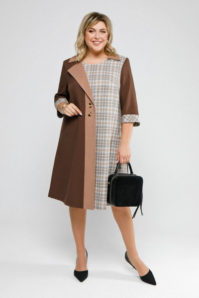 Платье Pretty 1155 коричневый-клетка - фото 1