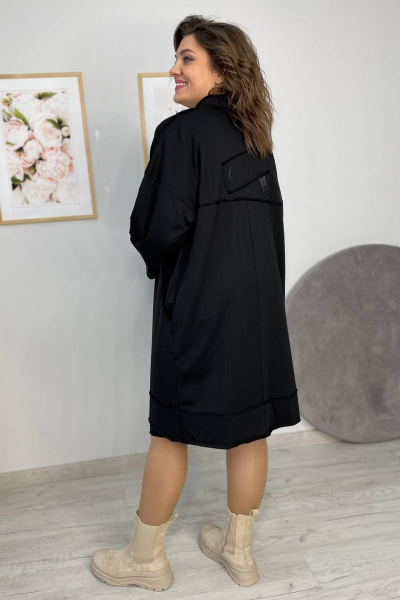 Черный кардиган прямого силуэта из трикотажа с декоративными швами Rumoda 2019/1 черный - фото 9