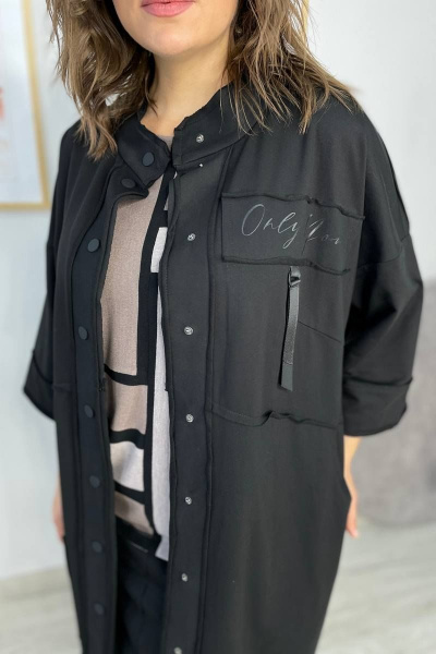 Черный кардиган прямого силуэта из трикотажа с декоративными швами Rumoda 2019/1 черный - фото 7