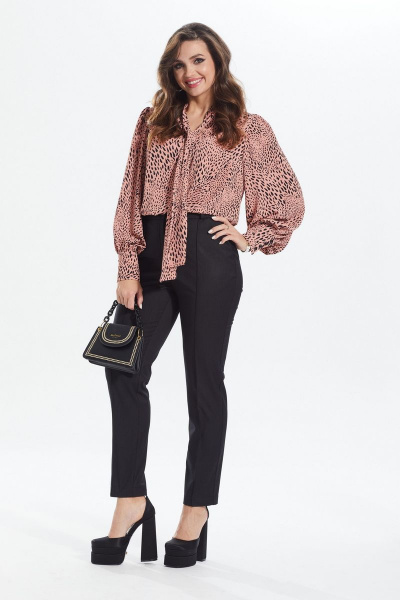 Демисезонные классические черные брюки с заужением MALI 322-075 черный/полоска - фото 2