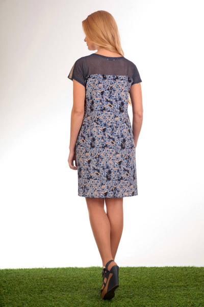 Платье из текстиля на лето мультиколор и синий длиной 88-92 см Liona Style 526 - фото 2