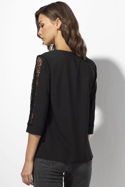 Блуза из текстиля с воротом и пуговицей на спинке VIZAVI 680 черный - фото 4