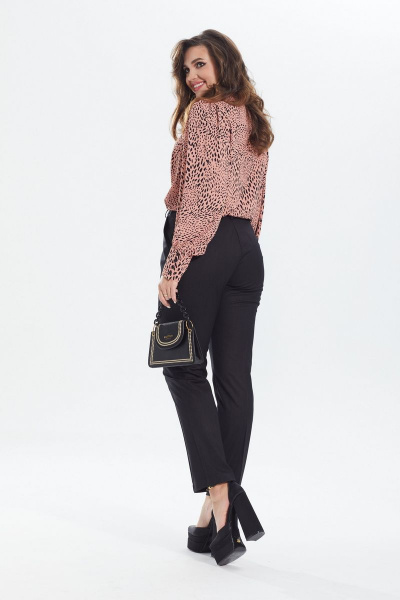 Розовая блуза из струящейся ткани с воротником-галстуком MALI 621-074 розовый - фото 10