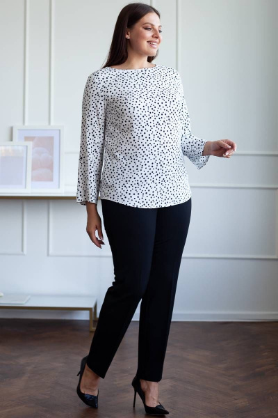 Белая демисезонная блуза из вискозы с разрезами Femme & Devur 70048 3.73F(170) - фото 2