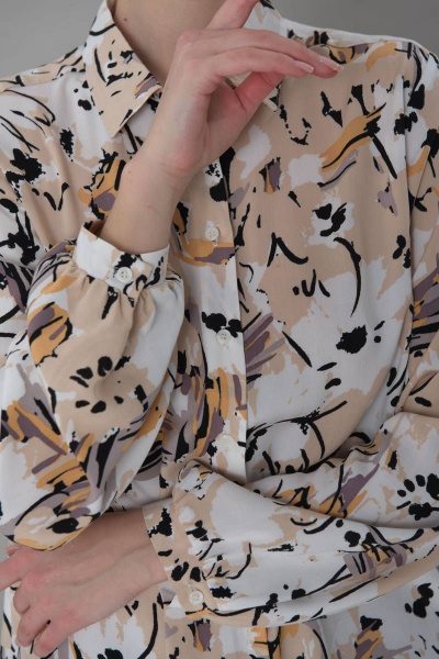 Рубашка в цветочный принт из вискозы для повседневных образов Femme & Devur 70934 1.33F(170) - фото 4