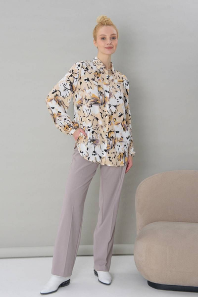 Рубашка в цветочный принт из вискозы для повседневных образов Femme & Devur 70934 1.33F(170) - фото 2