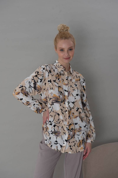 Рубашка в цветочный принт из вискозы для повседневных образов Femme & Devur 70934 1.33F(170) - фото 1