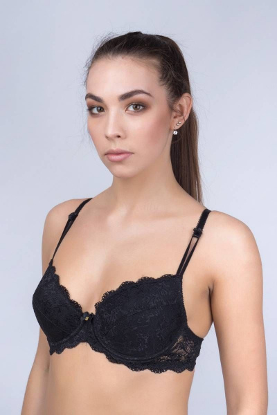 Бюстгальтер из эластичного кружева с пуш-апом Verally 216-9 черный - фото 3