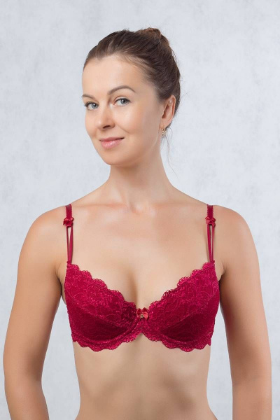 Бюстгальтер из эластичного кружева с мягким пуш-апом Verally 216-9 алая роза - фото 1