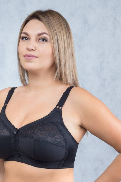 Бюстгальтер на каждый день с кружевом и пуш-ап Verally 213-7 черный - фото 3