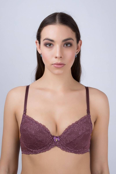 Бюстгальтер пуш-ап из эластичного кружева фиолетовый Verally 2095-1 крокус - фото 1