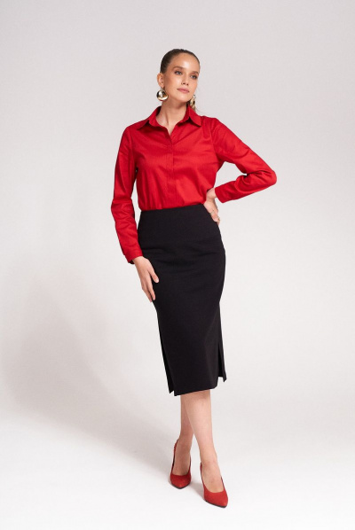 Юбка классическая миди из трикотажа демисезон KaVaRi 2001 черный - фото 1