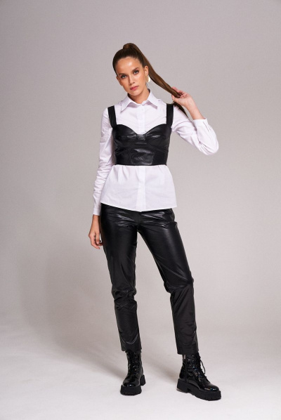 Топ-биюстье из экокожи на широких бретелях KaVaRi 5001.1 черный - фото 4