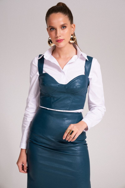 Топ-биюстье из экокожи на широких бретелях KaVaRi 5001.2 изумруд - фото 2