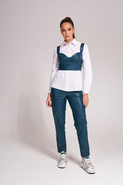 Топ-биюстье из экокожи на широких бретелях KaVaRi 5001.2 изумруд - фото 5