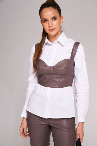 Топ-биюстье из экокожи на широких бретелях KaVaRi 5001.3 капучино - фото 2