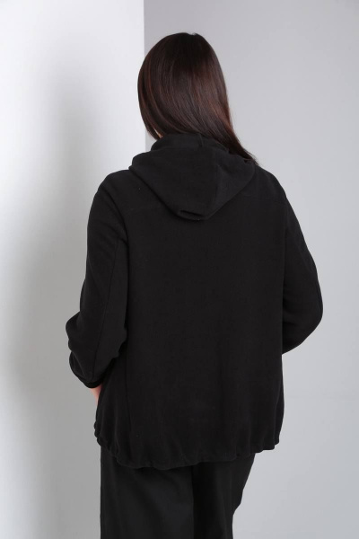 Джемпер спортивный сложного кроя с капюшоном и застежкой Ma Vie М610-1 черный - фото 2