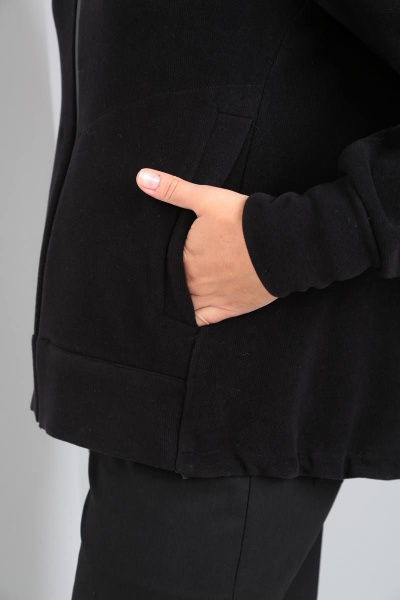 Джемпер спортивный сложного кроя с капюшоном и застежкой Ma Vie М610-1 черный - фото 6