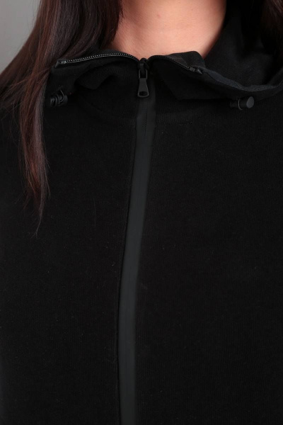 Джемпер спортивный сложного кроя с капюшоном и застежкой Ma Vie М610-1 черный - фото 5