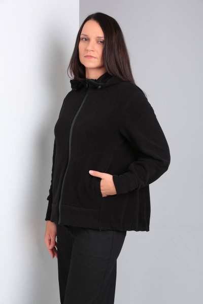 Джемпер спортивный сложного кроя с капюшоном и застежкой Ma Vie М610-1 черный - фото 1