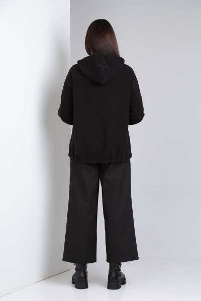 Джемпер спортивный сложного кроя с капюшоном и застежкой Ma Vie М610-1 черный - фото 4