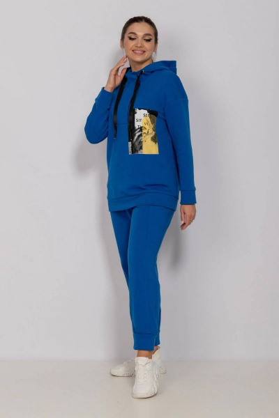 Демисезонный джемпер с капюшоном и подрезами Mislana 816 синий - фото 3