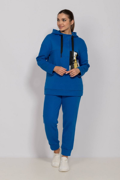 Демисезонный джемпер с капюшоном и подрезами Mislana 816 синий - фото 2