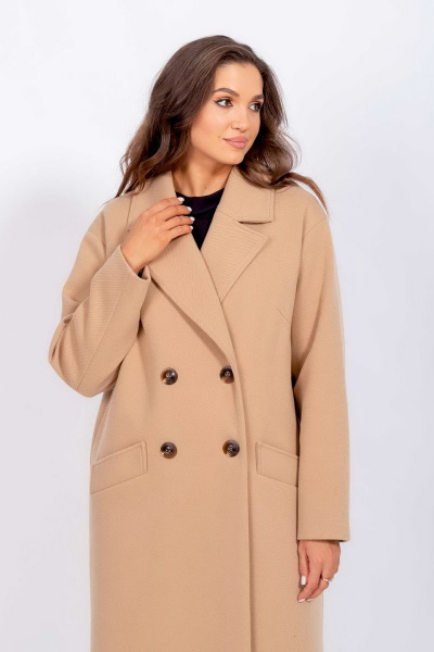 Пальто Mislana 855 бежевый - фото 7