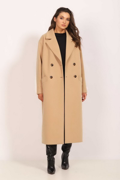 Пальто Mislana 855 бежевый - фото 5