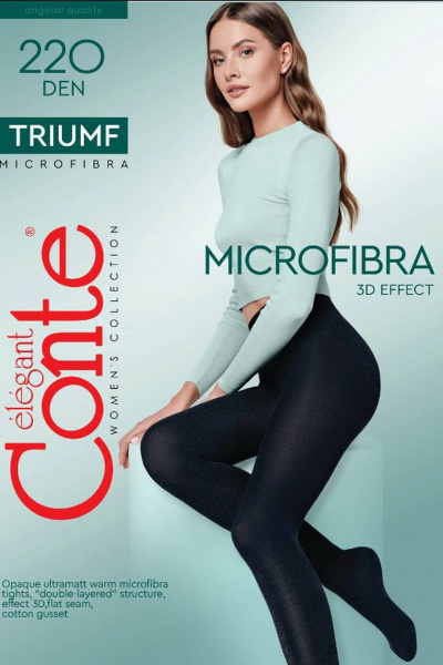 Демисезонные микрофибровые колготки эффект 3D черные CONTE Triumf_220_Nero - фото 3