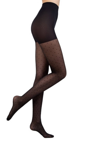 Черные тонкие фантазийные колготки 20 ден с мелкими точками CONTE Fantasy_Dots_slim Nero - фото 3