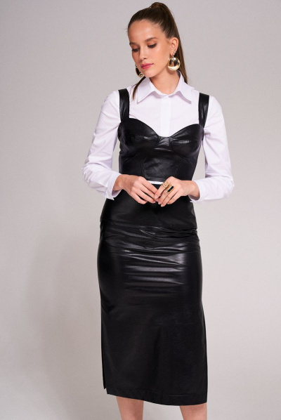 Топ-биюстье из экокожи на широких бретелях KaVaRi 5001.1 черный - фото 6