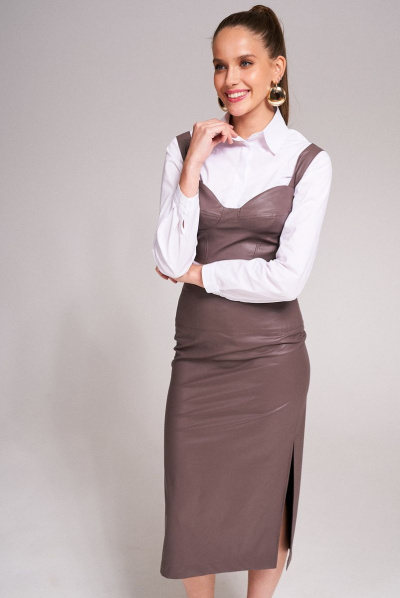 Топ-биюстье из экокожи на широких бретелях KaVaRi 5001.3 капучино - фото 4