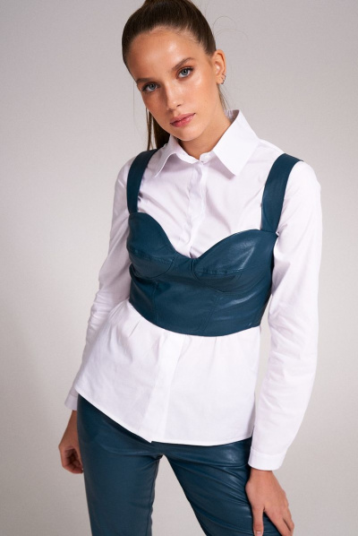 Топ-биюстье из экокожи на широких бретелях KaVaRi 5001.2 изумруд - фото 1