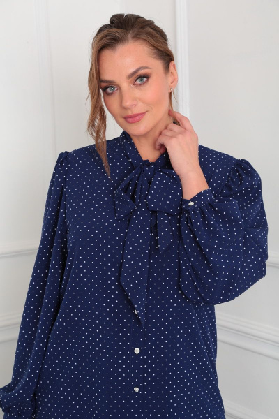 Блуза Lady Line 524 синий+бел.горохи - фото 2