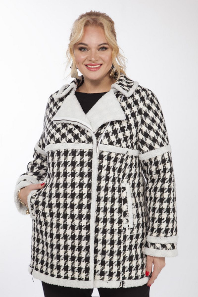 Демисезонная куртка из клетчатой ткани с меховой отделкой Matini 2.1342 клетка - фото 1