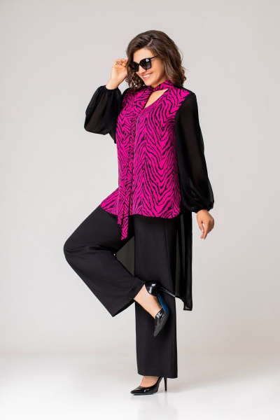 Блуза EVA GRANT 215-1 фуксия+черный - фото 5