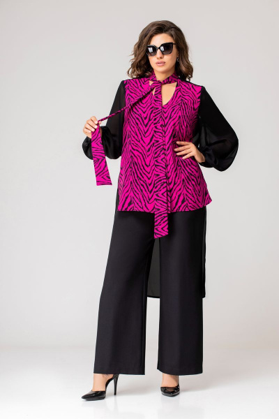 Блуза EVA GRANT 215-1 фуксия+черный - фото 1