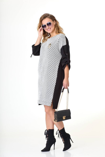 Длинное платье из трикотажа с рукавом и кокеткой Taita plus 2234 - фото 7