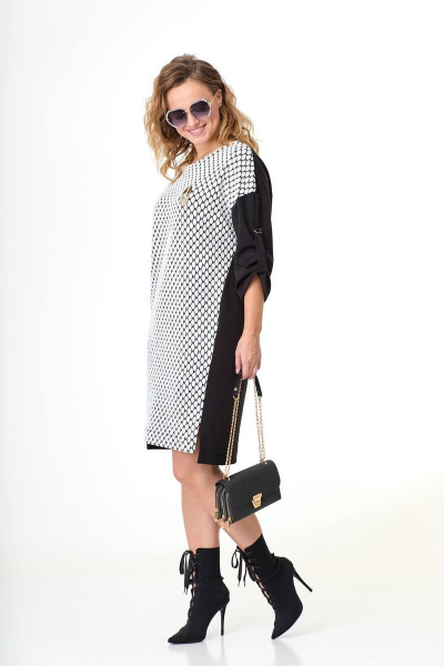 Длинное платье из трикотажа с рукавом и кокеткой Taita plus 2234 - фото 6