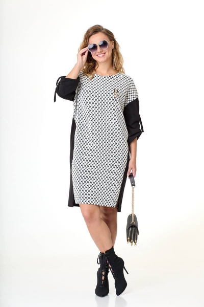 Длинное платье из трикотажа с рукавом и кокеткой Taita plus 2234 - фото 1