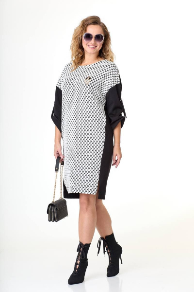 Длинное платье из трикотажа с рукавом и кокеткой Taita plus 2234 - фото 4