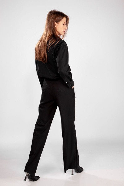 Черные свободные брюки расклешенного силуэта THE NAME 2206А - фото 6