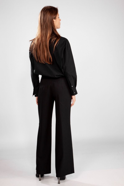 Черные свободные брюки расклешенного силуэта THE NAME 2206А - фото 4