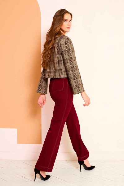 Двойка жакет и брюки клеш из текстиля LaKona 11480 винный - фото 3