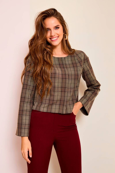 Двойка жакет и брюки клеш из текстиля LaKona 11480 винный - фото 2