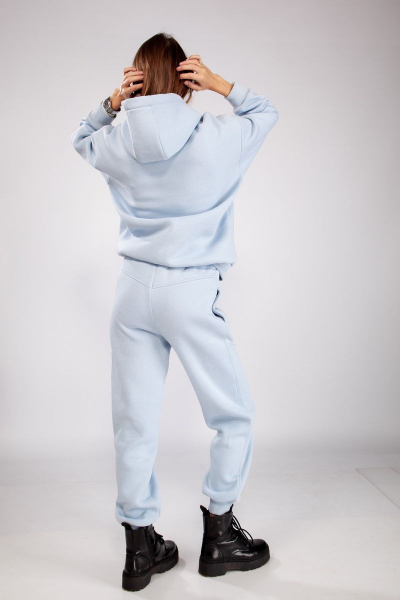 Голубые утепленные трикотажные брюки для повседневности THE NAME 2229 голубой - фото 5