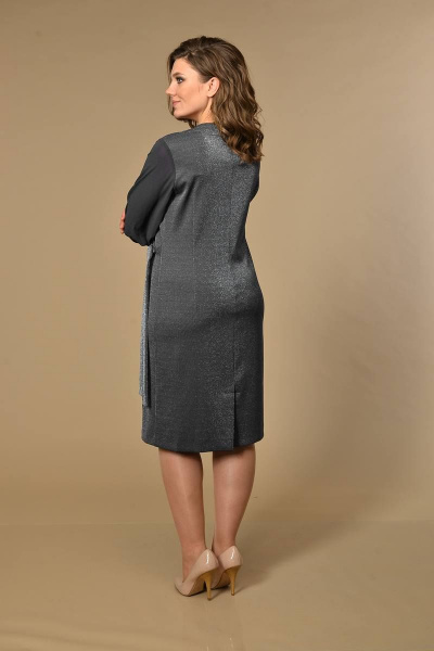 Платье нарядное с запахом и шлицей в среднем шве Lady Style Classic 1713/1 графитовый - фото 3
