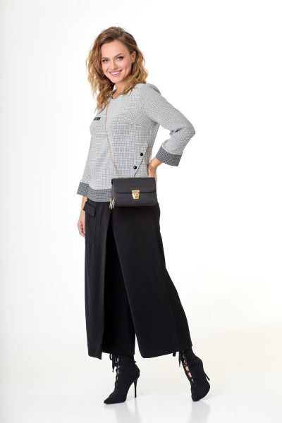 Блуза и кюлоты из текстиля с кокетками и разрезами, деловой стиль Taita plus 2232/1 - фото 7