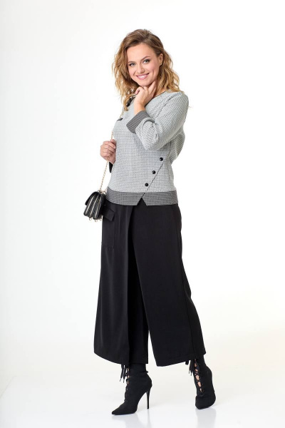 Блуза и кюлоты из текстиля с кокетками и разрезами, деловой стиль Taita plus 2232/1 - фото 6